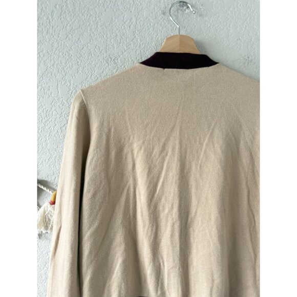 Ann Taylor Button Pocket V-neck Cropped Cardigan Brown Preppy Academia Boho M - Picture 8 of 9